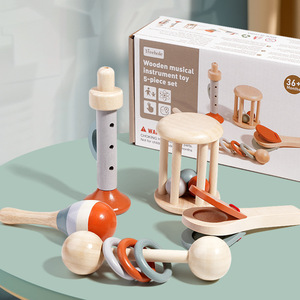 Ensemble de hochets en bois sans odeur, fabriqués avec soin, inspiré de Montessori et d'Orff, jouet musical pour le développement sensoriel précoce des enfants - Product Image 1