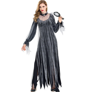 Costume de mariée fantôme, robe noire déchirée avec voile, tenue de fête d'horreur pour Halloween, taille adulte pour femme, grande taille - Product Image 5