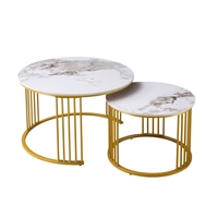 Ensemble de salon moderne nordique deux tables basses éthiopiennes à coin carré avec matériau en pierre portable à hauteur réglable