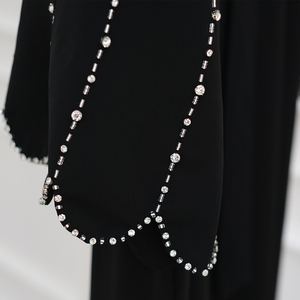 Haute qualité à la main perles Abaya EID noir Abaya Robe modeste Robe <span class=keywords><strong>Caftan</strong></span> vêtements islamiques fête musulmane Robe de soirée Ramadan - Product Image 6