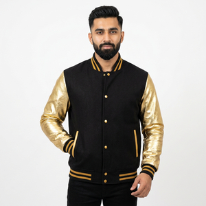 Customized Name Patch Varsity Jacket Personalized Optional Color <b>Block</b> Style with Classic Button varsity jacket - Product Image 1