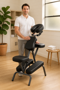 Fauteuil de massage portable pliable avec repose-tête, coussin de poitrine et repose-genoux pour le bien-être des entreprises - Product Image 4