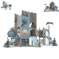 Équipement de terrain de jeu extérieur Flyingkids, structure de jeu pour enfants, tunnel en filet, rampe d'escalade, panneaux d'activités, écoles
