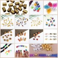 Accessoires de Tresses et Dreadlocks Africaines: Breloques de Bijoux Loc, Perles en Bois, Tubes Métalliques, Anneaux de Manchette pour Cheveux Tressés au Crochet