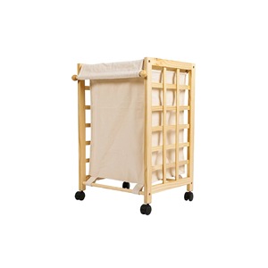 <b>Laundry</b> Basket With Rolling <b>Trolley</b> Detachable Canvas Bag Rectangle Standing Type For Bathroom Clothing Organizer - Product Image 3