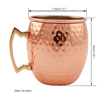Hot Sale Retro Kupfer Moskau Maultier Tassen gehämmert Tassen Edelstahl Kupfer beschichtung Gold mit Griffen