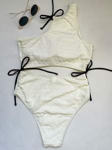 Maillot de bain de plage Couleur unie Europe et États-Unis Maillot de bain sexy à laçage serré - Product Image 6