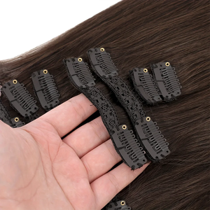 Extensioni per <span class=keywords><strong>capelli</strong></span> con clip, in <span class=keywords><strong>capelli</strong></span> umani brasiliani lisci, colore nero naturale, con clip, <span class=keywords><strong>capelli</strong></span> Remy, 20 22 24 26 pollici, 4 pezzi #   Donne - Product Image 2