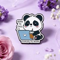 Broches en métal en gros, motifs de dessins animés, mignonnes, en forme de panda, badges créatifs en émail, accessoires personnalisés pour vêtements, en stock