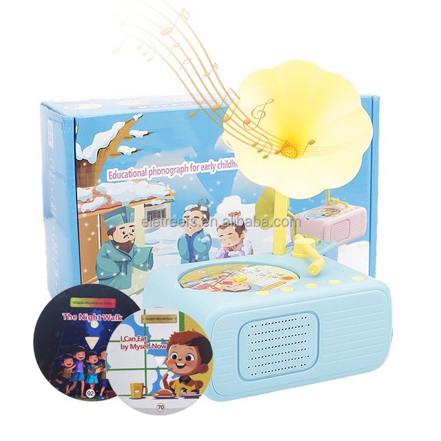 Kid Children Interactive Phonograph Audible Story Music Player Gift Talking Flash Card Learning Educational Toys