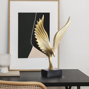 Creativo Desktop scultura animale Polyresin Eagle <span class=keywords><strong>statue</strong></span> ornamenti decorazione della casa arredamento in oro all'ingrosso - Product Image 6