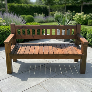 Banco de Madera de Alta Calidad de 150 cm, Resistente, Impregnado, Ecológico, Certificado FSC, WISE COMPANY, Marrón, Elegante, para Jardín o Balcón - Product Image 2