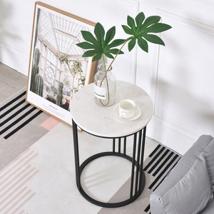 SWT pequeño barato mármol blanco de Metal sofá mesa lateral para la sala - Product Image 2