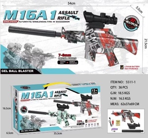 Pistola de agua eléctrica M16A1, rifle de juguete automático a pilas para niños mayores de 14 años, modelo de plástico con mira telescópica - Product Image 3