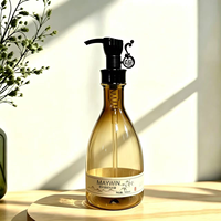 Bouteille pompe en plastique PET 500 ml, vide, style rétro, conteneur cosmétique, logo personnalisé, couleur au choix pour emballage de shampoing et gel douche
