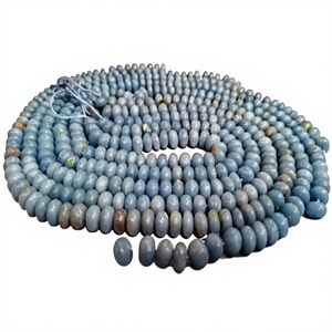 Perles de pierre précieuse Angelite naturelle, rondes, lisses, 8 mm, vendues par brin de 8 pouces de long - Product Image 1