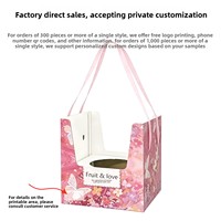 Boîte cadeau pour fruits de la forêt à imprimé floral avec poignée en ruban, plateau de présentation ouvert, logo personnalisé, emballage en gros en carton ondulé B-flute
