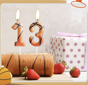 Vela de Aniversário de Basquete 0-9 Anos, Castanha, Temática de Basquete, Topo de Bolo de Feliz Aniversário para Menino, Menina, Criança - Product Image 2