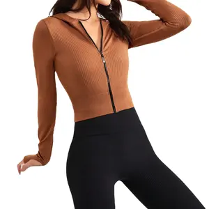 Yoga Long Sleeve Jackets Jacket For Women Wholesale Sports Product Turtleneck Jacket With Zipper Lightweight