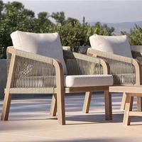 Tables et chaises haut de gamme imperméables de plein air pour hôtel, jardin, cour, ensemble de tables à manger, meubles en bois massif nordiques et décontractés en teck