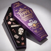 Boîte cadeau en forme de cœur pour Halloween avec papier rigide violet et feuille d'argent, emballage personnalisé avec logo pour chocolat, bonbons, parfum
