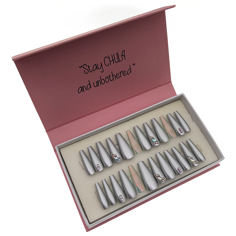 Новинка 2021, оптовая продажа, Роскошные Длинные блестящие ногти с полным покрытием под заказ