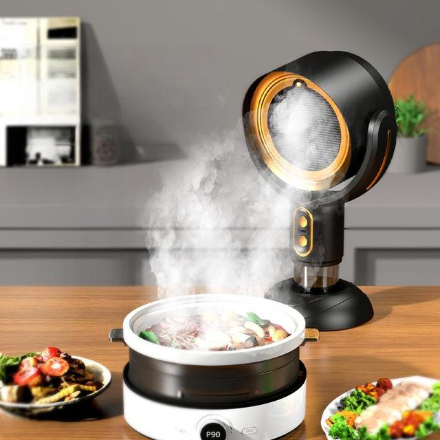 Portable Kitchen Range Hood Smoke Remover for Barbecue Hot Pot Desktop Range Hood with Negative Ion Air Filtration