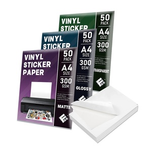 Adesivi Impermeabili Opachi Autoadesivi Bianchi Lucidi Stampabili Foglio Trasparente <span class=keywords><strong>A4</strong></span> Carta Adesiva in Vinile per Stampanti a Getto d'Inchiostro - Product Image 1