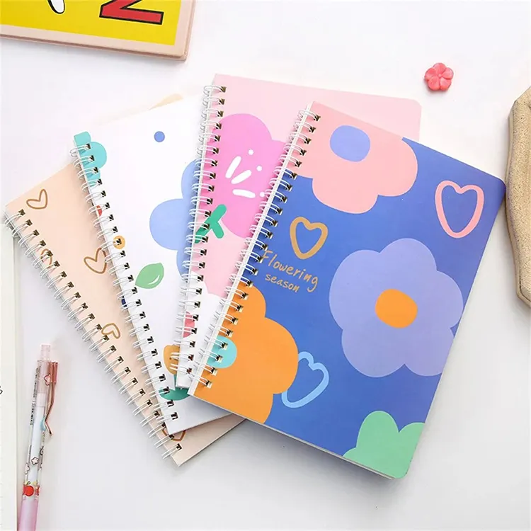 Spiral Paper Notebooks Customise HardcoverBinding Custom Bound Coil College Ruled Bulk Printing Logo School Notebook A5 Large
