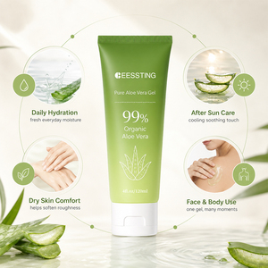 Gel d'aloe vera biologique végétalien en gros pour le soin du visage et du corps, réparateur après-soleil, hydratant quotidien, doux, non irritant et sans huile - Product Image 4