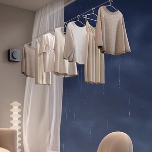 Corde <span class=keywords><strong>à</strong></span> <span class=keywords><strong>linge</strong></span> invisible <span class=keywords><strong>en</strong></span> acier inoxydable pour balcon, intérieur et <span class=keywords><strong>extérieur</strong></span>, épaissie, rétractable, coupe-vent, séchage de vêtements - Product Image 1