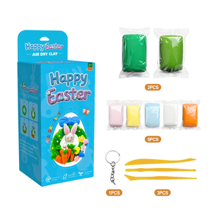 Juguetes Educativos, Arcilla Seca al Aire para Manualidades Creativas para Niños, Kit de Corona de Conejito de Pascua con Paquetes de Arcilla, Herramientas para Moldear y Llavero - Product Image 2