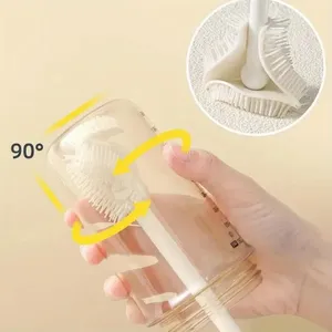 Zenidoo 360 Bendable Eco-Friendly <b>Silicone</b> Multi-Functional Cup Glass Scrubber Soft Bristles Long Handle Household Cleaning <b>Tool</b> - Product Image 5