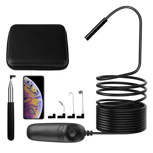 Newest Y12 WiFi Endoscope Camera Waterproof 8mm Inspection Borescope 8pcs LED Can Be Adjust LED 5M hard cable