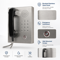 Téléphone mural en acier inoxydable brossé avec clavier métallique et haut-parleur pour système téléphonique de banque, hall d'accueil ou prison