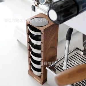 Watchget Wooden Coffee Storage Rack 6 Tier Stainless Steel <b>Containers</b> For Coffee Beans And Grounds Desktop Organizer - Product Image 2