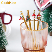 Ensemble de cuillères à thé et à café en acier inoxydable doré, souvenir de Noël personnalisé, mignon