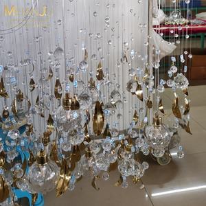 Lustre de plafond à feuilles rondes en verre doré avec corps en acier inoxydable de style <span class=keywords><strong>Art</strong></span> <span class=keywords><strong>nouveau</strong></span> pour hôtel - Product Image 5