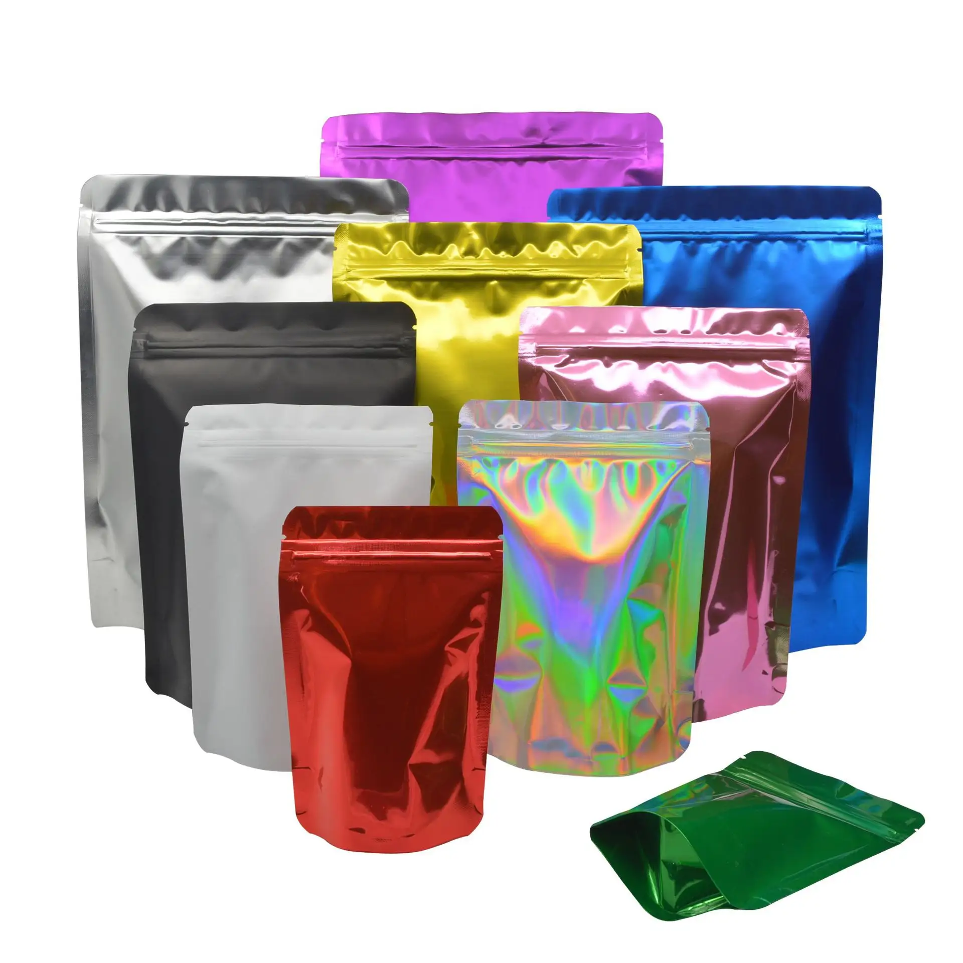 Sacos de plástico ziplock para alimentos, sacos de alumínio com zíper mylar de 1 libra e sacos com zíper ziplock personalizados de 3,5 g, 7 g, 14 g e 28 g