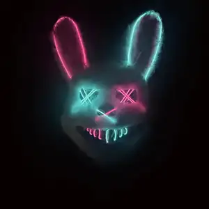 2024 LED Mask LED Light Up for Halloween Easter Christmas Rabbit Party Face Mask Halloween Fun Activity Roleplaying LED EL mask