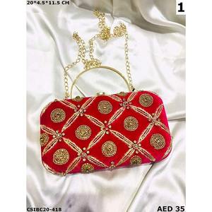 Latest Indian Handmade Woman's Embroidery Clutch Evening <b>Bag</b> Handcrafted with Rhinestone Stone Pattern <b>for</b> <b>Weddings</b> Parties - Product Image 5