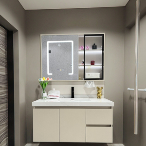 Hiện đại sang trọng đầy đủ phòng tắm Vanity Combo Chất lượng cao không thấm nước ván ép treo tường lưu trữ tủ Led Gương gốm lưu vực - Product Image 4