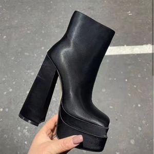 Hot Silk Material Botas De Mujer Custom Color Zipper Side Think Bottom Luxury Chunky Platform Women Boots - Product Image 3