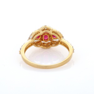 Bague en pierre précieuse naturelle rubis et diamant faite à la main, or jaune massif 18K, bagues de mariage, bijoux fins pour femmes - Product Image 4