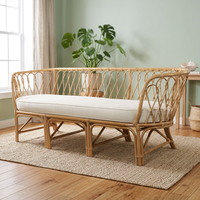 Indonesia Home Living Furniture Canapé long confortable en rotin et rotin Jawit avec coussin