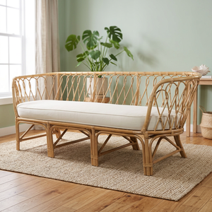 Indonesia Home Living Furniture Cozy Long <b>Sofa</b> Chair Made of Rattan Cane and Rattan Jawit with Cushion - Product Image 3