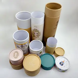 Latas redondas biodegradáveis personalizadas do empacotamento do tubo do papel do cartão do cilindro Kraft do produto comestível