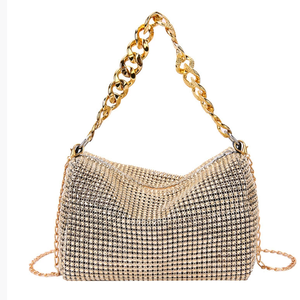 批发新款时尚女孩手袋年轻女士日用单肩包夏季系列皮革PU钻石链拉链 - Product Image 1