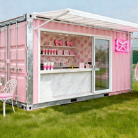 Kiosque mobile préfabriqué en acier rose de 20 pieds, bar à café, design moderne, kiosque extérieur, boutique pop-up pour centre commercial