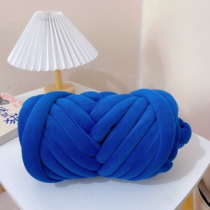 Cynthia Velvet Super Chunky Knit Roving Yarn Vegan Cotton Velvet Tube <b>Thick</b> Yarn for Hand Arm Knitting Blanket - Product Image 2